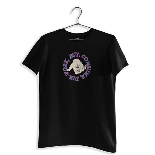 Work, Buy, Consume, Die. Unisex Organic Cotton T-shirt Made In The USA-T-Shirts-Black-S-Hagsters