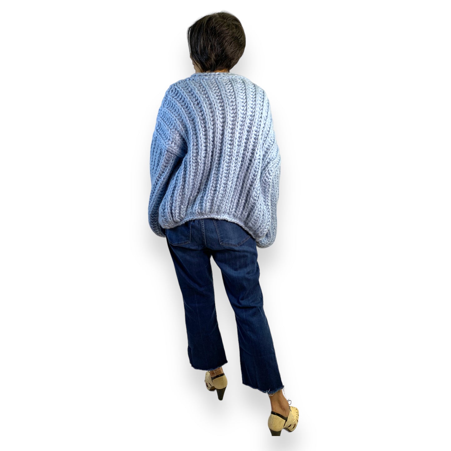 Baby Blue Hand-Knitted Cardigan-Sweaters-Hagsters