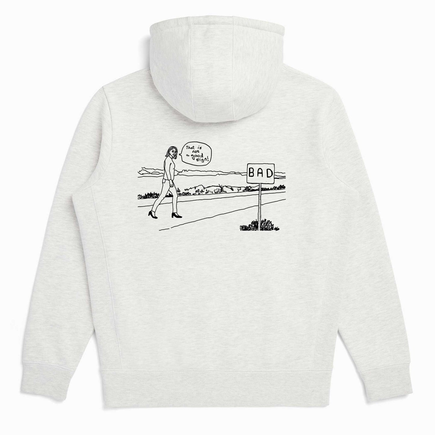 That's A Bad Sign Organic Cotton Ash Heather Unisex Zip Up Hoodie-Hoodies-S-Hagsters