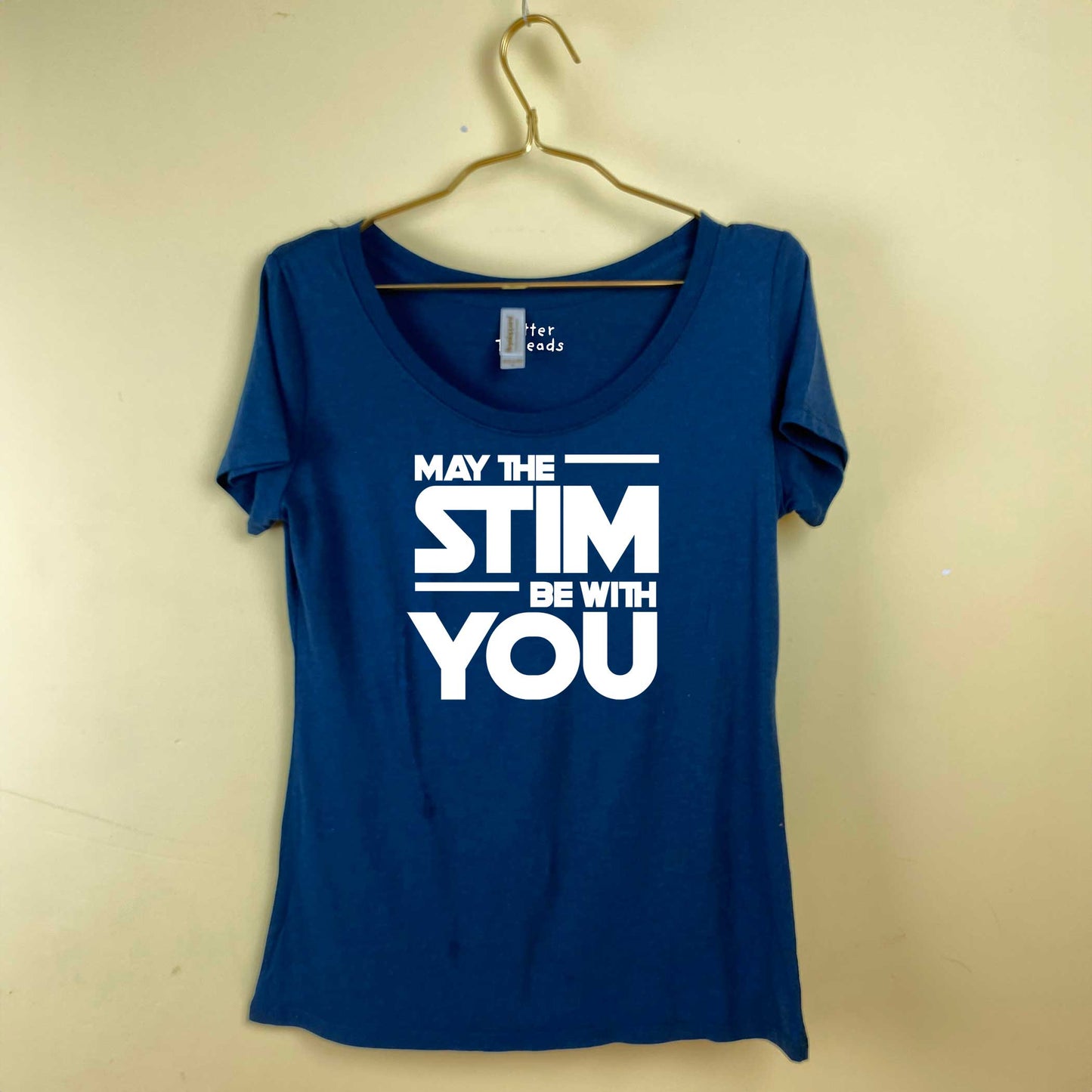 May The Stim Be With You Ladies Bamboo Scoop Neck Autism T-Shirt-T-Shirts-S-Natural White-Hagsters