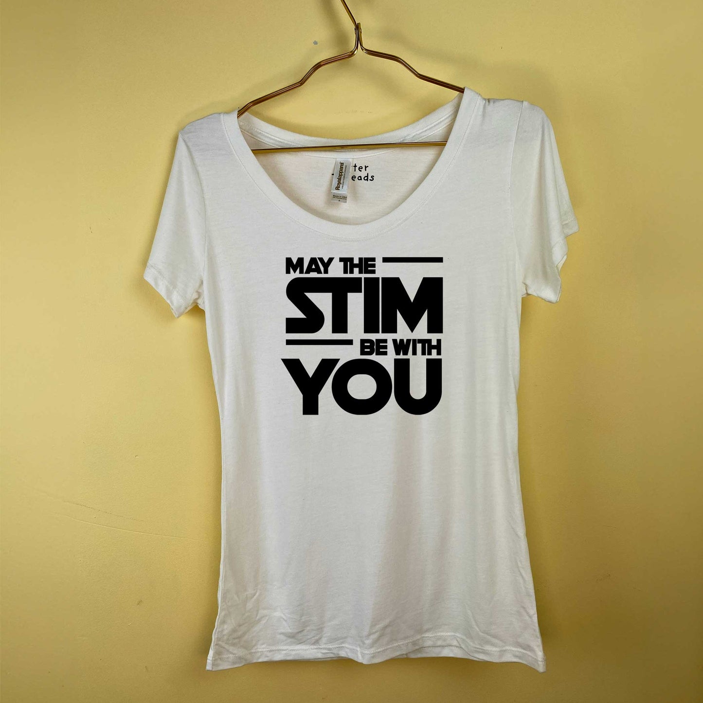 May The Stim Be With You Ladies Bamboo Scoop Neck Autism T-Shirt-T-Shirts-S-Natural White-Hagsters