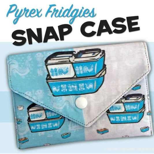 Choose from 5 options Snap pouch "Pyrex Fridgies" my bespoke fabric featuring Turquoise Butterprint Pyrex Refrigerator dishes