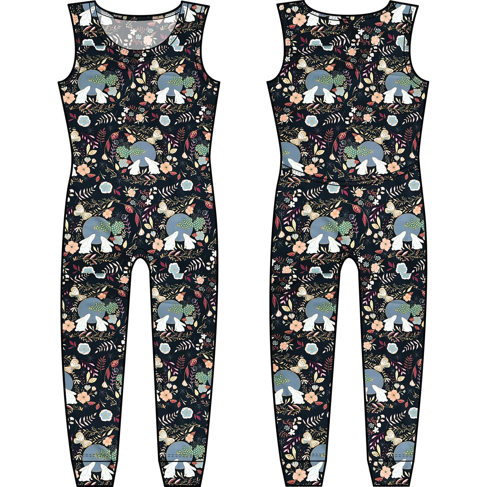 Cotton Knit Sleeveless Union Suit | Women's Full Bodysuit - Various Fun Prints | MoonEaze™