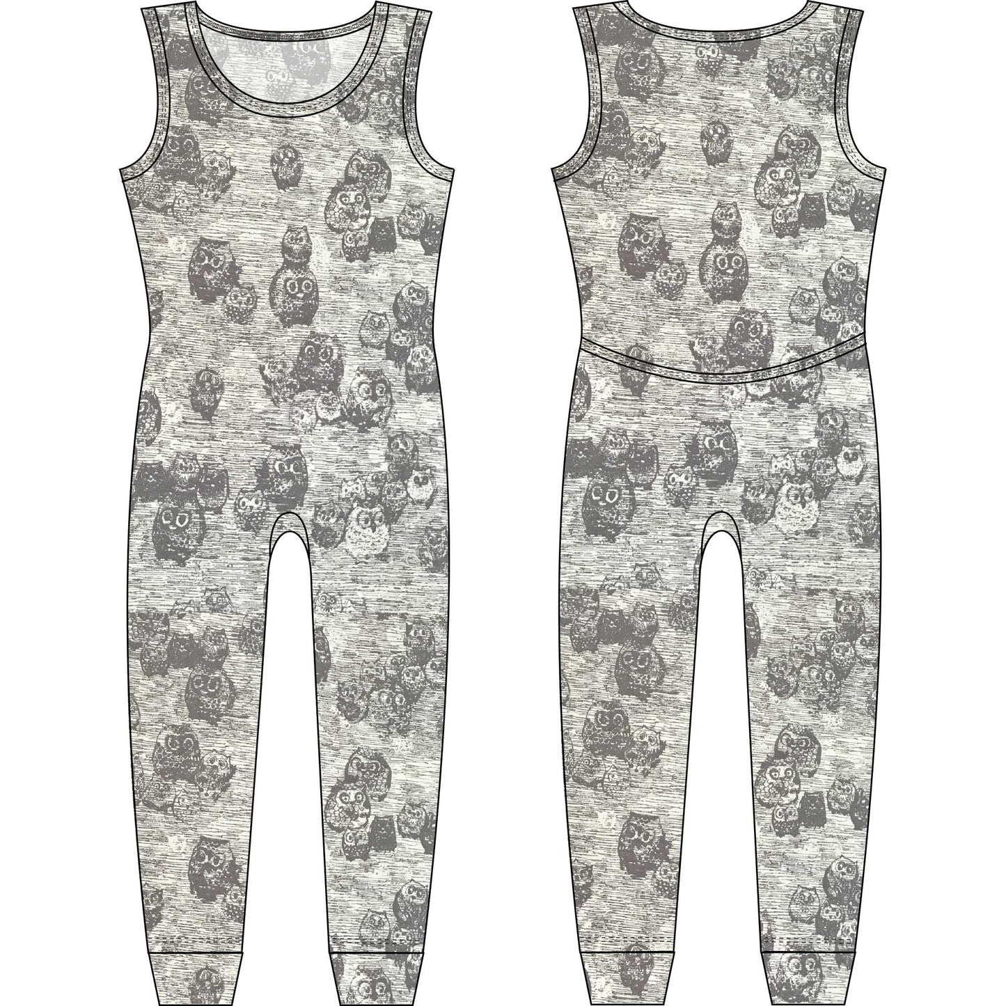 Cotton Knit Sleeveless Union Suit | Women's Full Bodysuit - Various Fun Prints | MoonEaze™