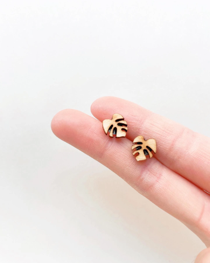 Mini Wooden Plant Earrings