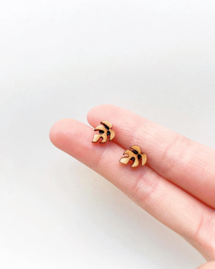 Mini Wooden Plant Earrings