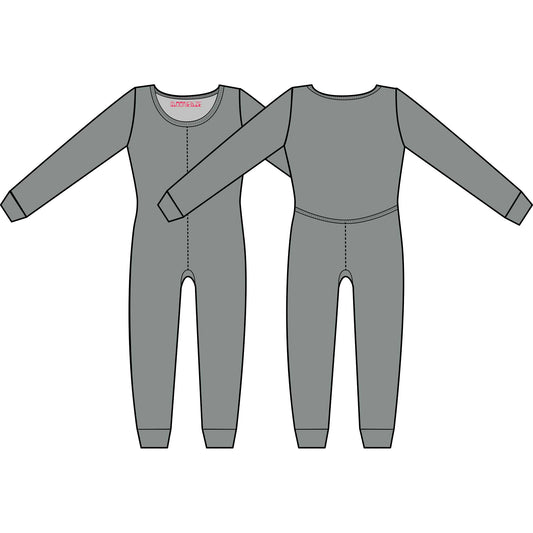 Light Gray Brushed Cotton Modal Long Sleeve Women's Union Suit | MoonEaze™