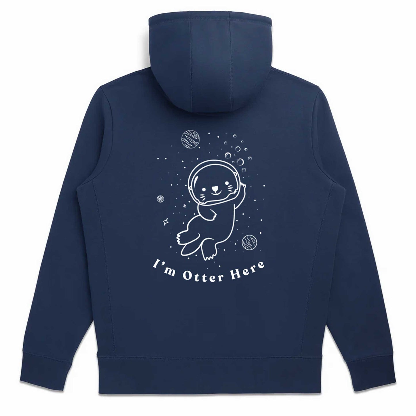 I'm Otter Here Funny Organic Cotton Navy Unisex Zip Up Hoodie-Hoodies-Navy-S-Hagsters