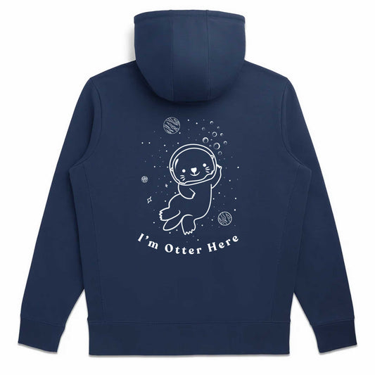 I'm Otter Here Funny Organic Cotton Navy Unisex Zip Up Hoodie-Hoodies-Navy-S-Hagsters