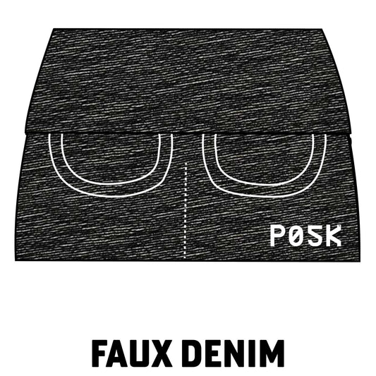 P05K™ | Faux Denim Scuba Crepe Belt Bag Pocket Skirt