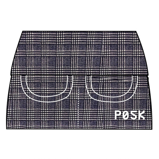 P05K™ | Navy Glen Plaid Scuba Crepe Belt Bag Pocket Skirt-Belt Skirts-XS-Navy Glen Plaid-Hagsters