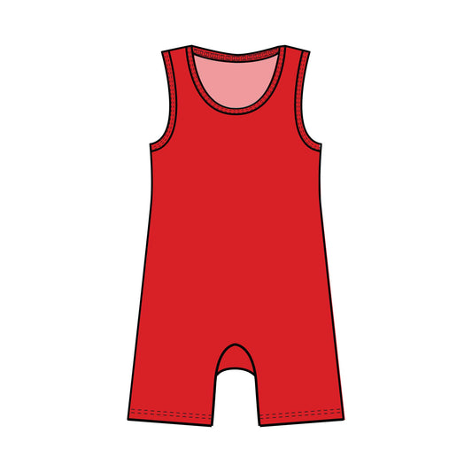 Red Bamboo Organic Cotton Jersey Infant Tank Baby Romper | MoonEaze™