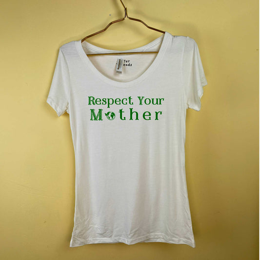 Respect Your Mother Women's Bamboo Scoop Neck T-Shirt-T-Shirts-S-Natural White-Hagsters