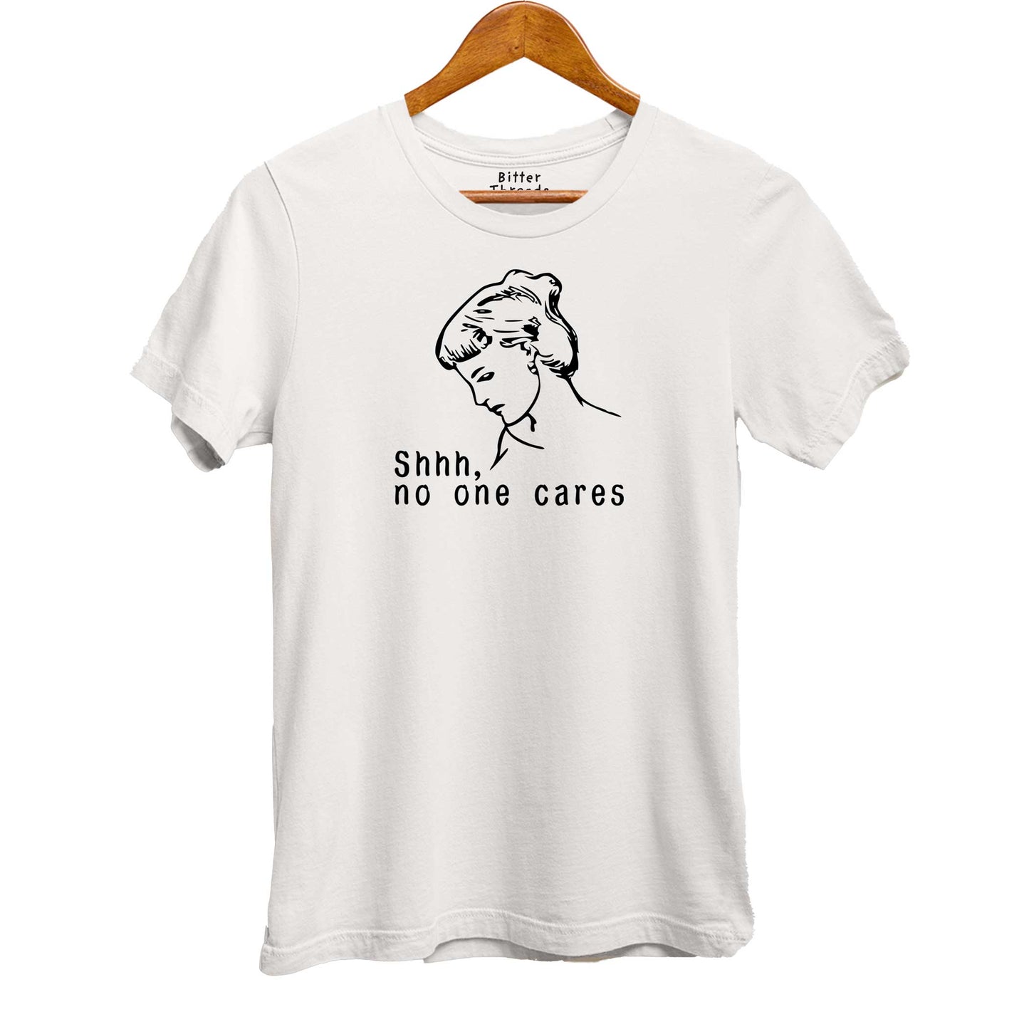 Shhh, No One Cares Organic Cotton Unisex Tee-T-Shirts-White-S-Hagsters