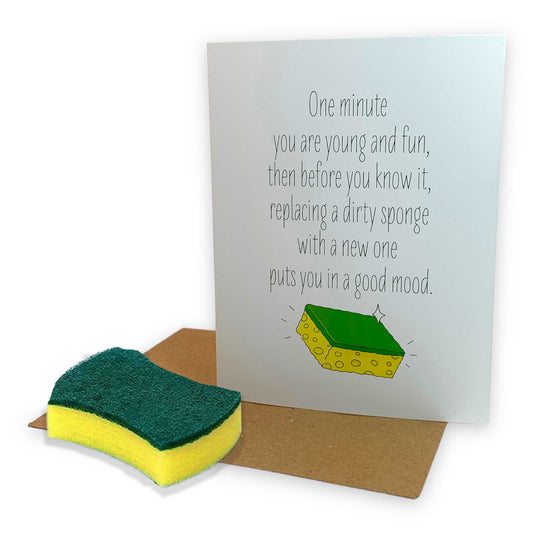 Dirty Sponge Card Gift Set (Card & New Sponge)-Greeting & Note Cards-Hagsters