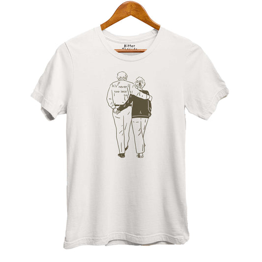 It's Never Too Late To Unisex Organic Cotton T-shirt Made In The USA
