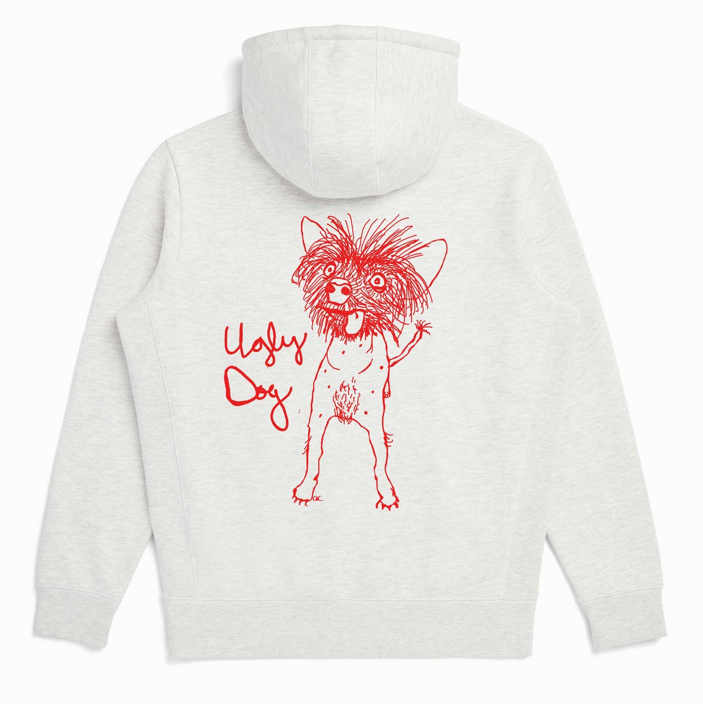 Ugly Dog Organic Cotton Ash Heather Unisex Zip Up Hoodie-Hoodies-White-S-Hagsters