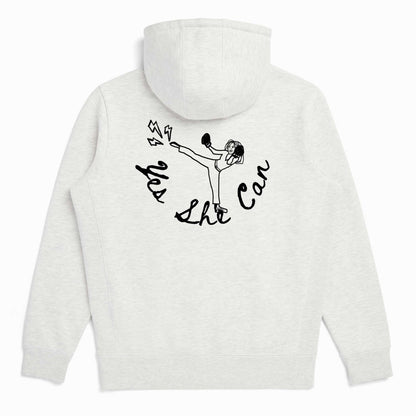 "Yes She Can" Kamala Harris Boxing Organic Cotton Ash Heather Unisex Zip Up Hoodie