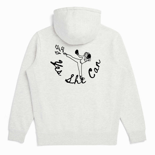 "Yes She Can" Kamala Harris Boxing Organic Cotton Ash Heather Unisex Zip Up Hoodie