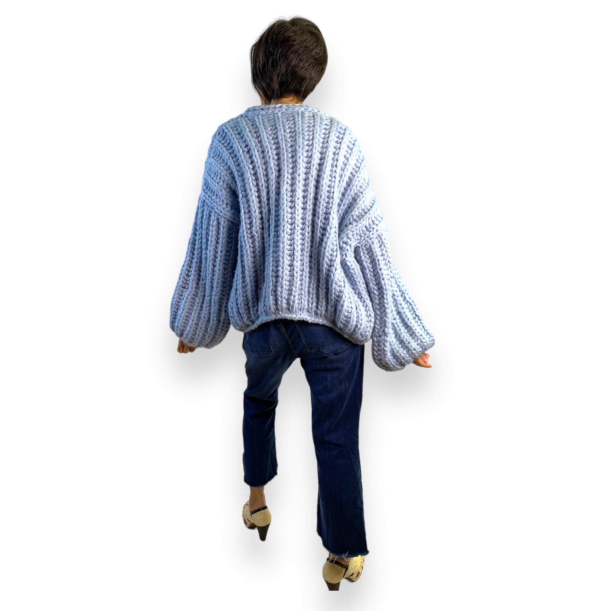 Baby Blue Hand-Knitted Cardigan-Sweaters-Hagsters
