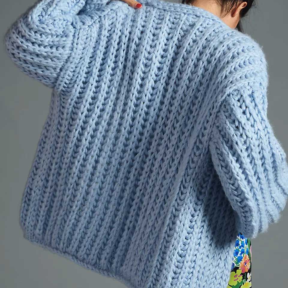 Knitted Blue Oversized Cardigan-Sweaters-Hagsters